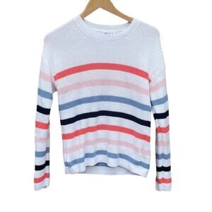 Gap white multicolor striped sweater size small